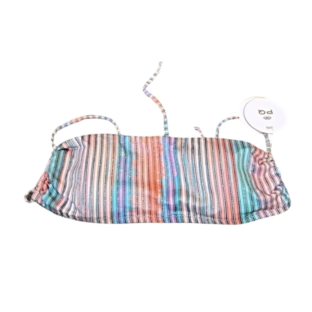 NWT PILYQ Women Nirvana Luna Top striped swim bikini sz L